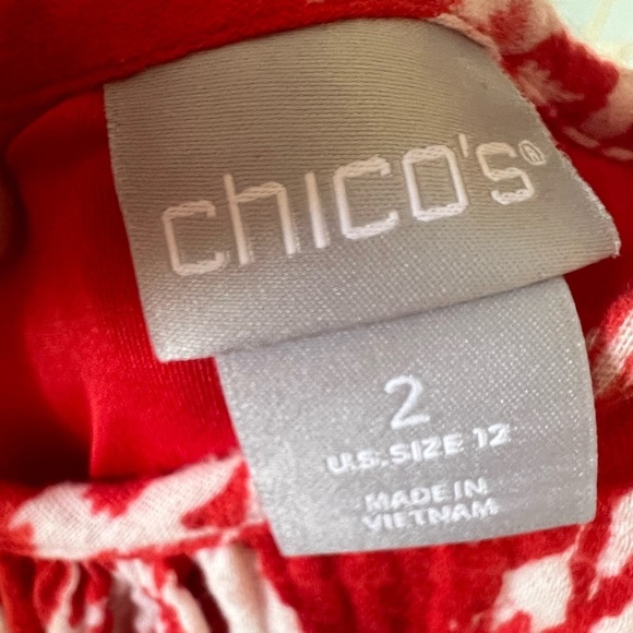 Chicos Red & White Maxi Sz 2 (2X) - Picture 3 of 3